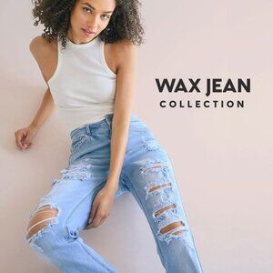 WAX JEAN COLLECTION Womens Light Wash Distressed Denim Jeans Size 0/24